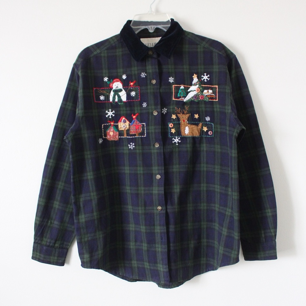 VTG Plaid Christmas Button Up